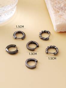 3 cặp/bộ Đen Đúng mốt Nam Hoa tai - Màu Đen Súng - Xem 3