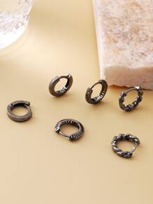 3 cặp/bộ Đen Đúng mốt Nam Hoa tai - Màu Đen Súng - Xem 1