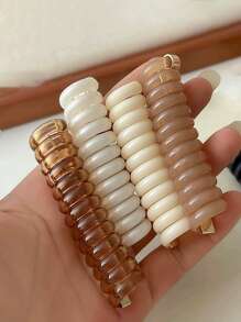 4 dây buộc tóc điện thoại đàn hồi và bền cho bím tóc, tóc đuôi ngựa và búi tóc thông thường - Nhiều màu - Xem 1