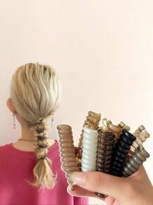 4 dây buộc tóc điện thoại đàn hồi và bền cho bím tóc, tóc đuôi ngựa và búi tóc thông thường - Nhiều màu - Xem 6