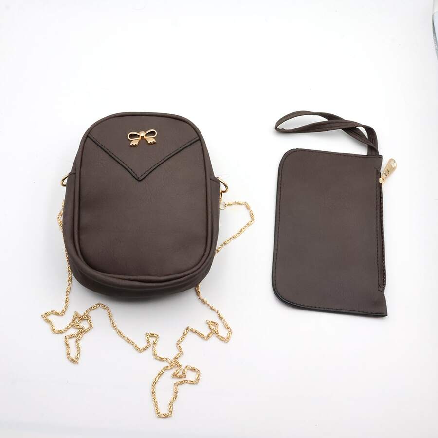 Set de 3 bolsas para mujer: mochila, bolso de hombro y bolso de mano, conjunto de bolsas para estudiante con estuche para lápices-HotFashion HOT SALE - Café integral - Ver 1