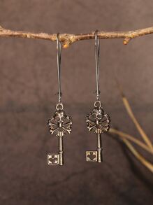 TopHanqi 3雙復古時尚黑色合金掛墜耳環套裝,風銃、鑰匙、幾何形、蜘蛛網、骷髏等元素,大號吊鉤,攜帶方便,適用於女男派對服飾搭配