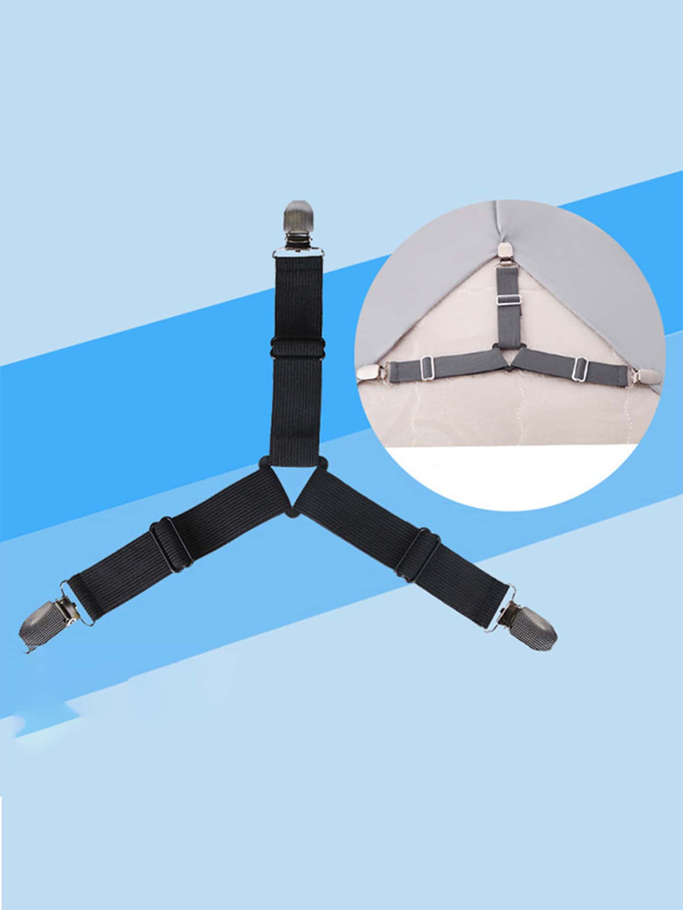 4pcs Adjustable Bed Sheet Fasteners With Clips, Keep Sheets In Place