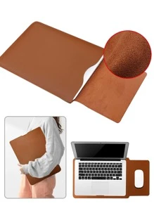 15 英寸棕色 PU 皮革笔记本电脑公文包保护套 11 13 14 15 英寸通用内胆包适用于 Macbook Air Pro HP Matebook ASUS 电脑笔记本等型号 - 15寸棕色 - 查看 1