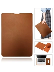 15 英寸棕色 PU 皮革笔记本电脑公文包保护套 11 13 14 15 英寸通用内胆包适用于 Macbook Air Pro HP Matebook ASUS 电脑笔记本等型号 - 15寸棕色 - 查看 4