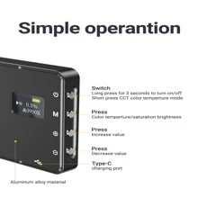 Aluminum alloy Portable Panel Video Light 7W 3000-6500K 7W Bi Color Warm and Cold Camera Photographic Light - Black - View 7