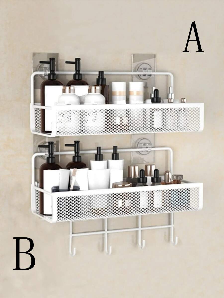 1pc Simple Black Hollow Wall Mounted Storage Shelf, Modern Iron