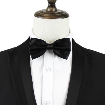 1pc Men Solid Color Double-Layer Bow Tie, Business Formal Suit Bowknot, Wedding Party, 1200 Needle Fabric Men Necktie