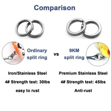 9KM DWLIFE 50Pcs Split Rings Fishing Stainless Steel Lure Rings Saltwater Terminal Tackles Split Rings Fishing Connectors Snap Rings - Silver - View 5