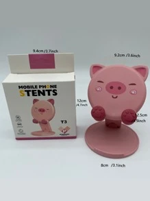 1入組豬設計桌面手機支架 - 粉色 - 查看 6