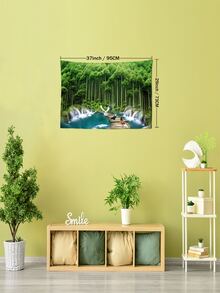 1 件綠竹景觀藝術掛毯壁掛,簡約神秘客廳臥室背景裝飾布,附帶安裝套件 - 彩色 - 查看 6