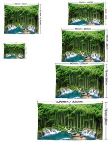 1 件綠竹景觀藝術掛毯壁掛,簡約神秘客廳臥室背景裝飾布,附帶安裝套件 - 彩色 - 查看 3