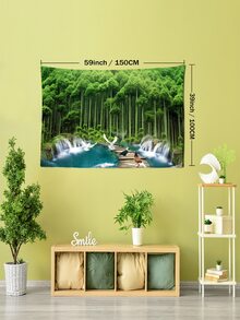 1 件綠竹景觀藝術掛毯壁掛,簡約神秘客廳臥室背景裝飾布,附帶安裝套件 - 彩色 - 查看 7