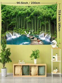 1 件綠竹景觀藝術掛毯壁掛,簡約神秘客廳臥室背景裝飾布,附帶安裝套件 - 彩色 - 查看 10