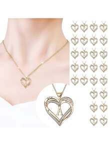 CVNANA 1入26個字母心形吊墜項鍊，跨境專屬珠寶，字母情感項鍊，友誼禮物