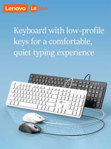 Lenovo Lenovo Wired Keyboard and Mouse Combo USB Plug-and-Play Numeric Keypad Adjustable Tilt Legs Optical Corded Mouse Full-Size Computer Keyboard Compatible with PC, Laptop (Black)