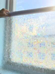 1 Roll 44.5cm Wide 3D Holographic Rainbow Decorative Static Cling Window Film, Colorful Vinyl Glass Sticker, Non-Adhesive Window Decal, Suitable For Living Room, Christmas Party, LPS Christmas Backdrop - Multicolor - View 4