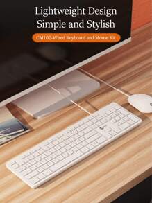 Lenovo Lenovo Wired Keyboard and Mouse Combo USB Plug-and-Play Numeric Keypad Adjustable Tilt Legs Optical Corded Mouse Full-Size Computer Keyboard Compatible with PC, Laptop (Black)