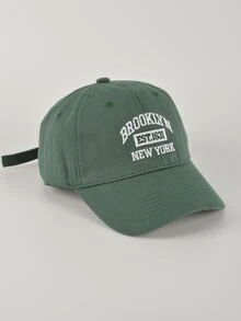 1pc Unisex Brooklyn English Letter Baseball Cap, Casual Baseball Cap, Green - Green - View 2
