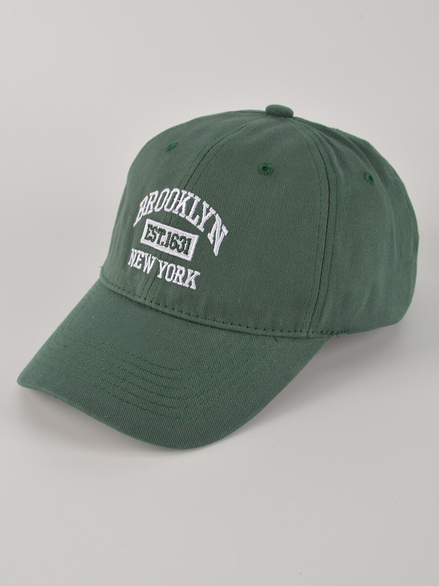 1pc Unisex Brooklyn English Letter Baseball Cap, Casual Baseball Cap, Green - Green - View 1