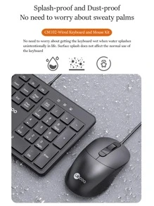 Lenovo Lenovo Wired Keyboard and Mouse Combo USB Plug-and-Play Numeric Keypad Adjustable Tilt Legs Optical Corded Mouse Full-Size Computer Keyboard Compatible with PC, Laptop (Black)