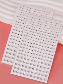 2颗银白色闪亮透明多晶面部装饰贴片，适用于眼角/指甲/面部装饰，适合音乐节、狂欢节、情人节、Y2K派对、日常装饰、化妆派对、舞会等场合，也可用于头发、眼睛、面部、身体装饰。 - 白色 - 查看 2