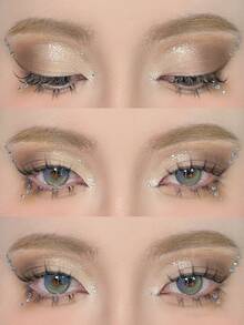 2颗银白色闪亮透明多晶面部装饰贴片，适用于眼角/指甲/面部装饰，适合音乐节、狂欢节、情人节、Y2K派对、日常装饰、化妆派对、舞会等场合，也可用于头发、眼睛、面部、身体装饰。 - 白色 - 查看 4