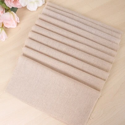 10 Stücke 25*25 Cm Leinen-ähnliche Stofftücher In Beige Farbe, Geeignet Für Stickerei, Diy Puppenherstellung Und Andere Handarbeiten