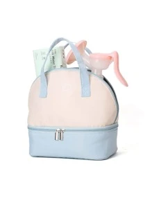 1個多功能攜帶式母嬰哺乳瓶收納袋,具備保溫和冷卻功能,適用於戶外使用 - 藍白色 - 查看 1