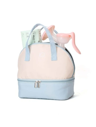 1個多功能攜帶式母嬰哺乳瓶收納袋,具備保溫和冷卻功能,適用於戶外使用