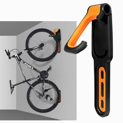 1 件山地自行车展示架，壁挂式挂钩坚固承重，壁挂式节省空间，可折叠自行车悬挂配件