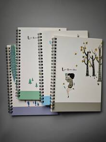 4pcs A5 Coil Notebook With Horizontal Lines For Students - Multicolor - View 2