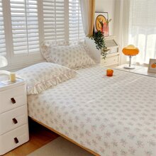 1 Pièce Drap-housse Avec Bande Élastique, Imprimé Floral De Style Campagnard, Taille De Lit Simple/double, Convient Pour Matelas Épais De 10 Pouces