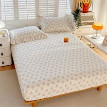 1 Pièce Drap-housse Avec Bande Élastique, Imprimé Floral De Style Campagnard, Taille De Lit Simple/double, Convient Pour Matelas Épais De 10 Pouces