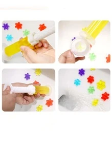 1pc Toilet Cleaning Gel With Flower Design, Quick Cleaning, Freshening, Deodorizing, Eliminating Odor For Bathroom - Blue - View 10