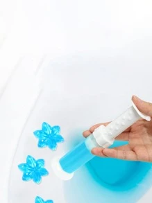1pc Toilet Cleaning Gel With Flower Design, Quick Cleaning, Freshening, Deodorizing, Eliminating Odor For Bathroom - Blue - View 2