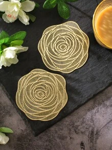 餐垫 2/6/10 件套 PVC 餐垫，适用于厨房餐桌，室内/室外可水洗耐热餐垫，可擦拭餐桌垫和杯垫，适用于露营、节日、婚礼、派对