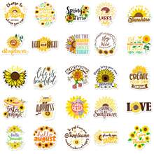 50入組太陽花字體防水diy創意塗鴉貼紙,適用於吉他、滑板、水壺、杠、頭盔、雪板、筆記型電腦、手機殼、冰箱門、行李箱塗鴉貼紙,完美的聖誕禮物