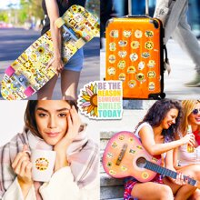 50入組太陽花字體防水diy創意塗鴉貼紙,適用於吉他、滑板、水壺、杠、頭盔、雪板、筆記型電腦、手機殼、冰箱門、行李箱塗鴉貼紙,完美的聖誕禮物