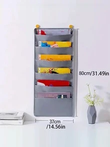 Door Back Book Storage Hanging Bag, Wall Hanging Newspaper Storage Organizing Bag, Wall Hanging Dormitory Classroom Hanging Bag, Suitable For Office, Classroom, Dormitory, Book Tissue Hanging Storage - Grey - View 4