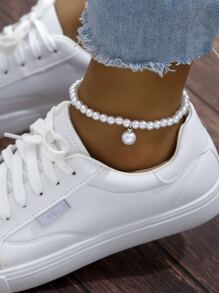 1 Pc Beach Vacation Style Simple Fashion Everything Faux Pearl Anklets - White - View 1