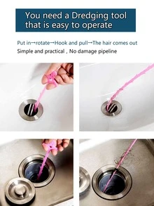 1入組笑臉引流鉤適用於廚房水槽,廁所,淋浴除毛器&浴缸,家庭清潔和去除器工具 - 粉色 - 查看 3