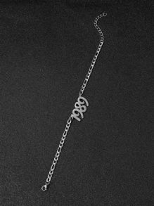 1入組 現代極簡風格的鋼色條形鏈子手鏈,男士日常配戴款 - 銀色 - 查看 5