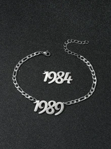 1入組 現代極簡風格的鋼色條形鏈子手鏈,男士日常配戴款 - 銀色 - 查看 4