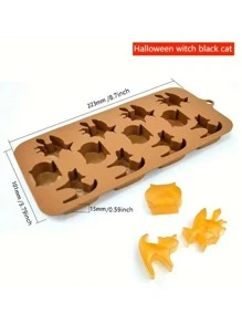 1 st. Halloween Choklad Silikonform , 3D Pumpa Yxa Flaska Kub & Klibbig Form För DIY Tårtdekoration Och Bakning , Köksredskap , Hushåll Tillbehör - Chokladbrun - Visa 3