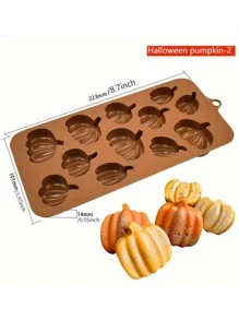 1 st. Halloween Choklad Silikonform , 3D Pumpa Yxa Flaska Kub & Klibbig Form För DIY Tårtdekoration Och Bakning , Köksredskap , Hushåll Tillbehör - Chokladbrun - Visa 5