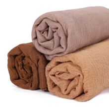 3pcs/Set Women's Pleated Soft Bubble Solid Color Muslim Headscarf, Daily Hijab Abaya