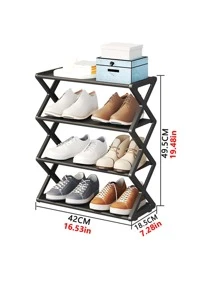 1入組X形布防塵鞋架,家庭組裝鞋櫥櫃,多功能收納架子,製作充分使用的 - 黑色 - 查看 5