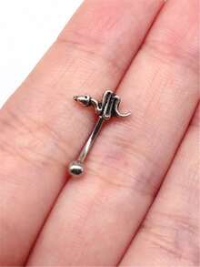 de acero inoxidable en forma de serpiente Piercing del cuerpo ceja Bisutería - Plata antigua - Ver 2