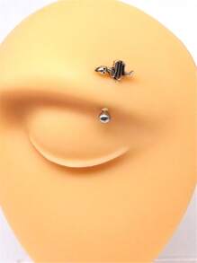 de acero inoxidable en forma de serpiente Piercing del cuerpo ceja Bisutería - Plata antigua - Ver 1